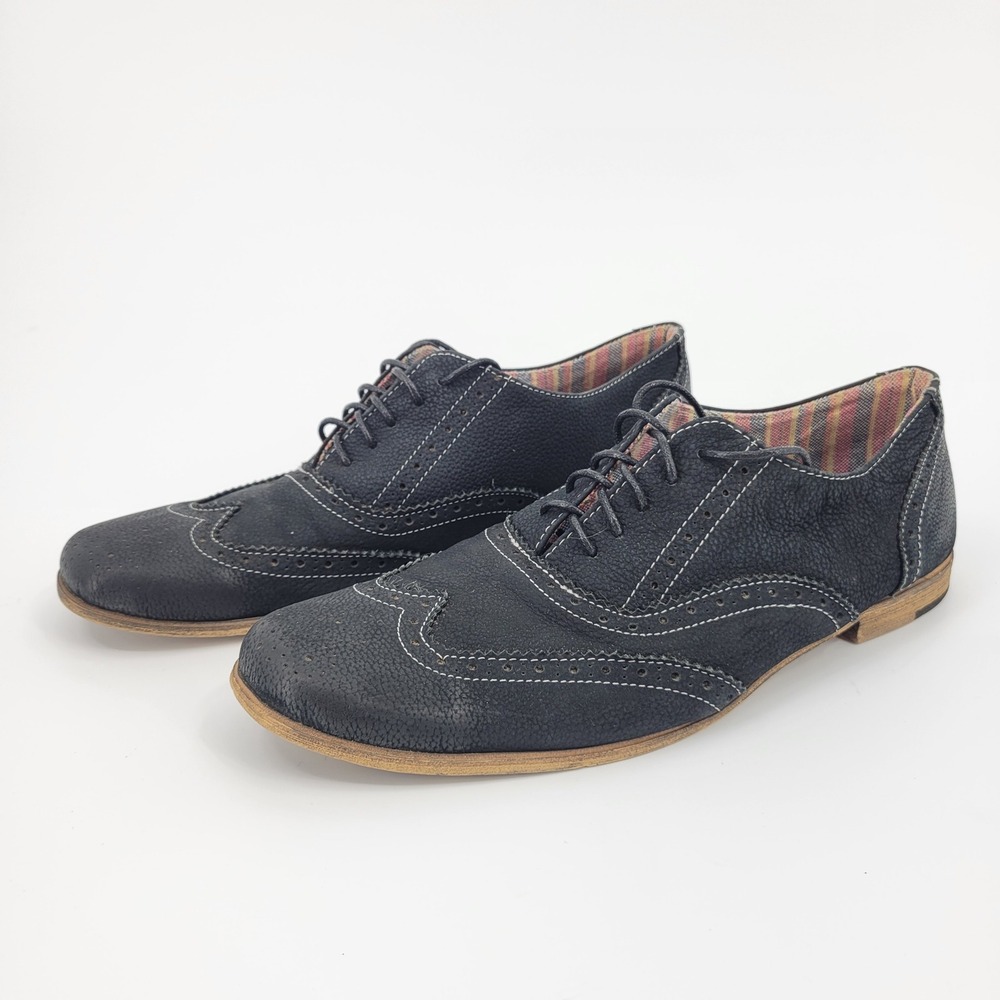 Capa De Ozono Suede Wingtip Oxford Men 9.5 Black Brogue Lace Up Dress Shoe